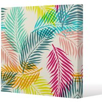 Benjamin Tate Design Multi Coloured Tropical Leaves (Canvas Print) / 77 x 77 x 4cm in Natural | Size: 77 x 77 x 4 cm