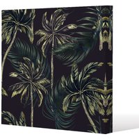 Benjamin Tate Design Green Palm on Black (Canvas Print) / 114 x 114 x 4cm in Natural | Size: 114 x 114 x 4 cm