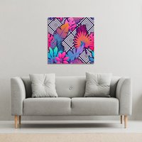 Benjamin Tate Design Tropical Geometric (Canvas Print) / 127 x 127 x 4cm in Natural | Size: 127 x 127 x 4 cm
