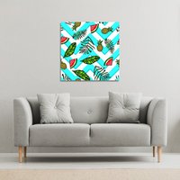 Benjamin Tate Design Pineapple & Watermelon (Canvas Print) / 46 x 46 x 4cm in Natural | Size: 46 x 46 x 4 cm