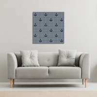 Benjamin Tate Design Anchors on Rope Pattern (Canvas Print) / 114 x 114 x 4cm in Natural | Size: 114 x 114 x 4 cm
