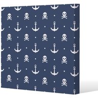 Benjamin Tate Design Anchor with Skull & Bones (Canvas Print) / 114 x 114 x 4cm in Natural | Size: 114 x 114 x 4 cm