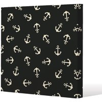 Benjamin Tate Design Anchors on Black Background (Canvas Print) / 61 x 61 x 4cm in Natural | Size: 61 x 61 x 4 cm