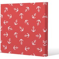 Benjamin Tate Design Anchors on Red Background (Canvas Print) / 127 x 127 x 4cm in Natural | Size: 127 x 127 x 4 cm