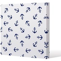 Benjamin Tate Design Navy Anchors on White (Canvas Print) / 114 x 114 x 4cm in Natural | Size: 114 x 114 x 4 cm