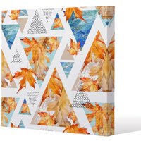 Benjamin Tate Design Autumn Geometrics with Maple Leaves (Canvas Print) / 77 x 77 x 4cm in Natural | Size: 77 x 77 x 4 cm