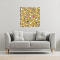 Benjamin Tate Design Yellow Geometric Triangles (Canvas Print) / 77 x 77 x 4cm in Natural | Size: 77 x 77 x 4 cm