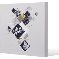 Benjamin Tate Design Geometric Squares & Leaves (Canvas Print) / 90 x 90 x 4cm in Natural | Size: 90 x 90 x 4 cm