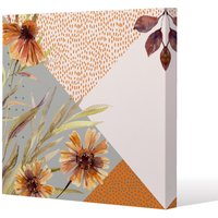 Benjamin Tate Design Autumn Geometric Shapes & Flowers (Canvas Print) / 127 x 127 x 4cm in Natural | Size: 127 x 127 x 4 cm