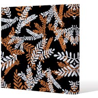Benjamin Tate Design White & Orange Olive Leaves (Canvas Print) / 114 x 114 x 4cm in Natural | Size: 114 x 114 x 4 cm
