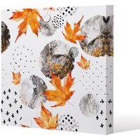 Benjamin Tate Design Maple Leaves & Marbled Circles (Canvas Print) / 127 x 127 x 4cm in Natural | Size: 127 x 127 x 4 cm