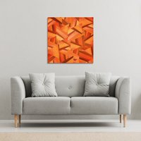 Benjamin Tate Design Autumn Coloured Geometric Triangle Patterns (Canvas Print) / 46 x 46 x 4cm in Natural | Size: 46 x 46 x 4 cm