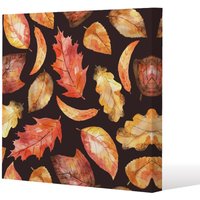Benjamin Tate Design Autumn Leaves on Black (Canvas Print) / 46 x 46 x 4cm in Natural | Size: 46 x 46 x 4 cm