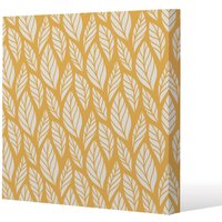 Benjamin Tate Design White Leaf Pattern on Orange (Canvas Print) / 114 x 114 x 4cm in Natural | Size: 114 x 114 x 4 cm