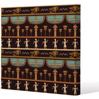 Benjamin Tate Design Orange & Black Hieroglyphs (Canvas Print) / 127 x 127 x 4cm in Natural | Size: 127 x 127 x 4 cm