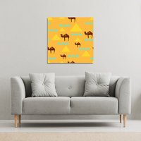 Benjamin Tate Design Camels & Pyramids (Canvas Print) / 61 x 61 x 4cm in Natural | Size: 61 x 61 x 4 cm