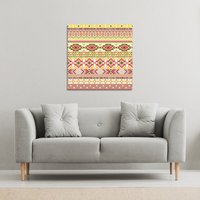 Benjamin Tate Design Aztec American Indian Pattern (Canvas Print) / 90 x 90 x 4cm in Natural | Size: 90 x 90 x 4 cm