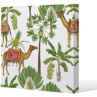 Benjamin Tate Design Camels & Palm Trees (Canvas Print) / 114 x 114 x 4cm in Natural | Size: 114 x 114 x 4 cm