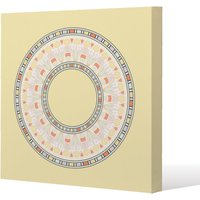 Benjamin Tate Design Yellow Circle Ornament. Round Frame (Canvas Print) / 90 x 90 x 4cm in Natural | Size: 90 x 90 x 4 cm