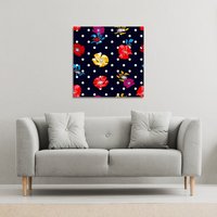 Benjamin Tate Design Flowers & Spots (Canvas Print) / 61 x 61 x 4cm in Natural | Size: 61 x 61 x 4 cm