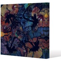 Benjamin Tate Design Grunge Flower Print (Canvas Print) / 90 x 90 x 4cm in Natural | Size: 90 x 90 x 4 cm