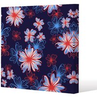 Benjamin Tate Design Red, White & Blue Flower Print (Canvas Print) / 114 x 114 x 4cm in Natural | Size: 114 x 114 x 4 cm
