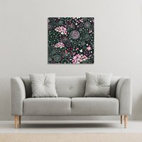 Benjamin Tate Design Different Flowers, Shapes & Birds (Canvas Print) / 114 x 114 x 4cm in Natural | Size: 114 x 114 x 4 cm