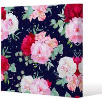 Benjamin Tate Design Roses on Navy (Canvas Print) / 61 x 61 x 4cm in Natural | Size: 61 x 61 x 4 cm