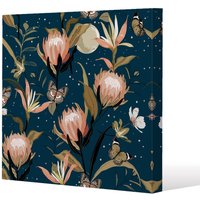 Benjamin Tate Design The Moon, Butterflies & Flowers (Canvas Print) / 101 x 101 x 4cm in Natural | Size: 101 x 101 x 4 cm
