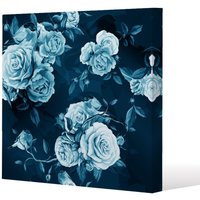 Benjamin Tate Design Winter Blue Roses (Canvas Print) / 90 x 90 x 4cm in Natural | Size: 90 x 90 x 4 cm