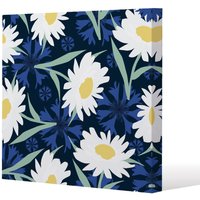 Benjamin Tate Design Daisies on Navy (Canvas Print) / 114 x 114 x 4cm in Natural | Size: 114 x 114 x 4 cm