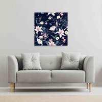 Benjamin Tate Design Tropical White & Pink Flowers (Canvas Print) / 127 x 127 x 4cm in Natural | Size: 127 x 127 x 4 cm