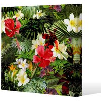 Benjamin Tate Design Tropical Foliage (Canvas Print) / 127 x 127 x 4cm in Natural | Size: 127 x 127 x 4 cm