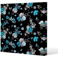 Benjamin Tate Design Blue Roses (Canvas Print) / 90 x 90 x 4cm in Natural | Size: 90 x 90 x 4 cm