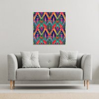 Benjamin Tate Design Abstract ethnic ikat pattern (Canvas Print) / 61 x 61 x 4cm in Natural | Size: 61 x 61 x 4 cm