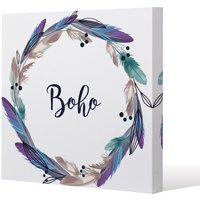 Benjamin Tate Design Boho style wreath feathers (Canvas Print) / 127 x 127 x 4cm in Natural | Size: 127 x 127 x 4 cm