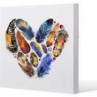 Benjamin Tate Design Boho tribal heart (Canvas Print) / 90 x 90 x 4cm in Natural | Size: 90 x 90 x 4 cm