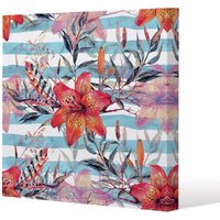 Benjamin Tate Design Bouquet of watercolor tiger lilies (Canvas Print) / 127 x 127 x 4cm in Natural | Size: 127 x 127 x 4 cm