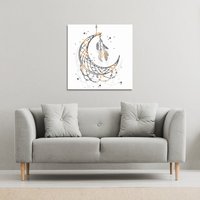 Benjamin Tate Design Dream Catcher with Crescent Moon (Canvas Print) / 77 x 77 x 4cm in Natural | Size: 77 x 77 x 4 cm
