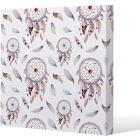 Benjamin Tate Design Dreamcatcher & feather pattern (Canvas Print) / 127 x 127 x 4cm in Natural | Size: 127 x 127 x 4 cm