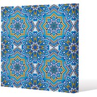 Benjamin Tate Design Floral & geometric embellished tiles (Canvas Print) / 46 x 46 x 4cm in Natural | Size: 46 x 46 x 4 cm