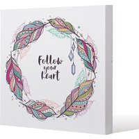Benjamin Tate Design Follow your heart (Canvas Print) / 46 x 46 x 4cm in Natural | Size: 46 x 46 x 4 cm