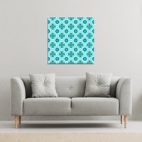 Benjamin Tate Design Green cool boho chic summer (Canvas Print) / 90 x 90 x 4cm in Natural | Size: 90 x 90 x 4 cm