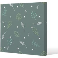 Benjamin Tate Design Hand drawn leaves (Canvas Print) / 90 x 90 x 4cm in Natural | Size: 90 x 90 x 4 cm