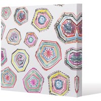 Benjamin Tate Design Hand painted multicolor watercolor geometrical pattern (Canvas Print) / 114 x 114 x 4cm in Natural | Size: 114 x 114 x 4 cm