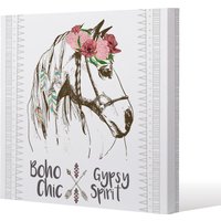 Benjamin Tate Design horse with flower Chic (Canvas Print) / 127 x 127 x 4cm in Natural | Size: 127 x 127 x 4 cm