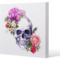 Benjamin Tate Design Human skull with flowers (Canvas Print) / 77 x 77 x 4cm in Natural | Size: 77 x 77 x 4 cm