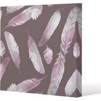 Benjamin Tate Design Imprints bird feathers (Canvas Print) / 77 x 77 x 4cm in Natural | Size: 77 x 77 x 4 cm