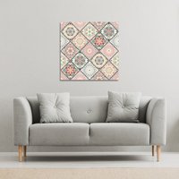 Benjamin Tate Design Luxury oriental tile (Canvas Print) / 114 x 114 x 4cm in Natural | Size: 114 x 114 x 4 cm