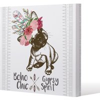 Benjamin Tate Design portrait of french bulldog puppy (Canvas Print) / 46 x 46 x 4cm in Natural | Size: 46 x 46 x 4 cm